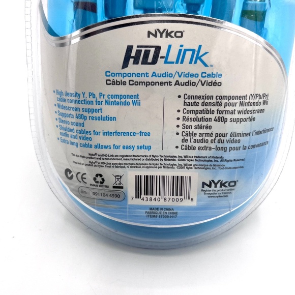 Nyko HD Link For Wii Component Audio Video Cable 8 ft Gold Plated NEW Sealed Vtg - Picture 5 of 6